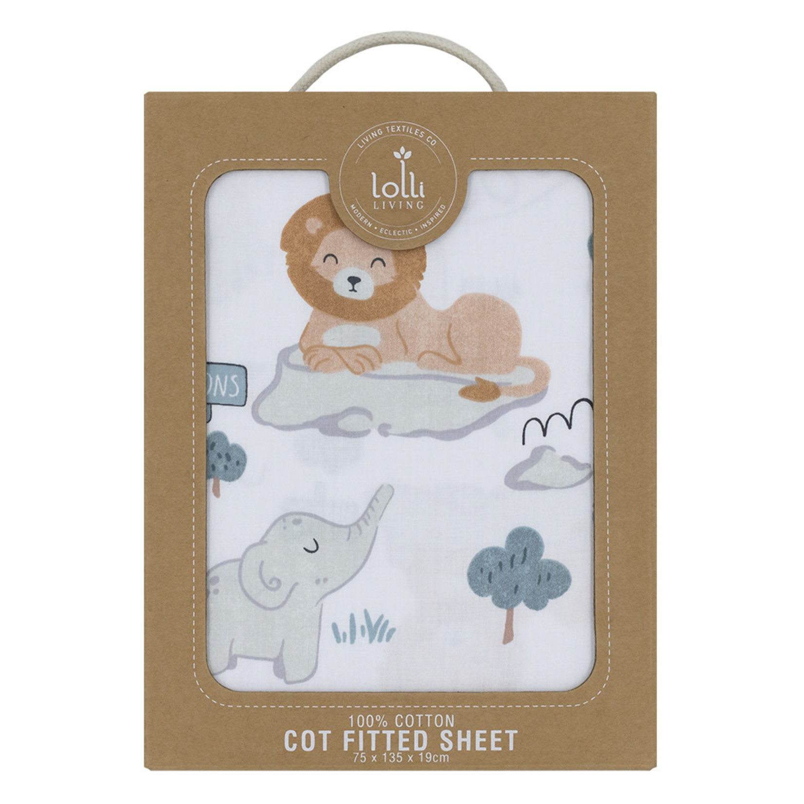 Living Textiles Cot Fitted Sheet - Day at the Zoo