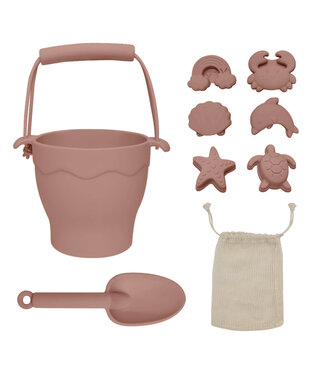 Living Textiles Playground Silicone 8pc Bucket & Spade Set-Rose