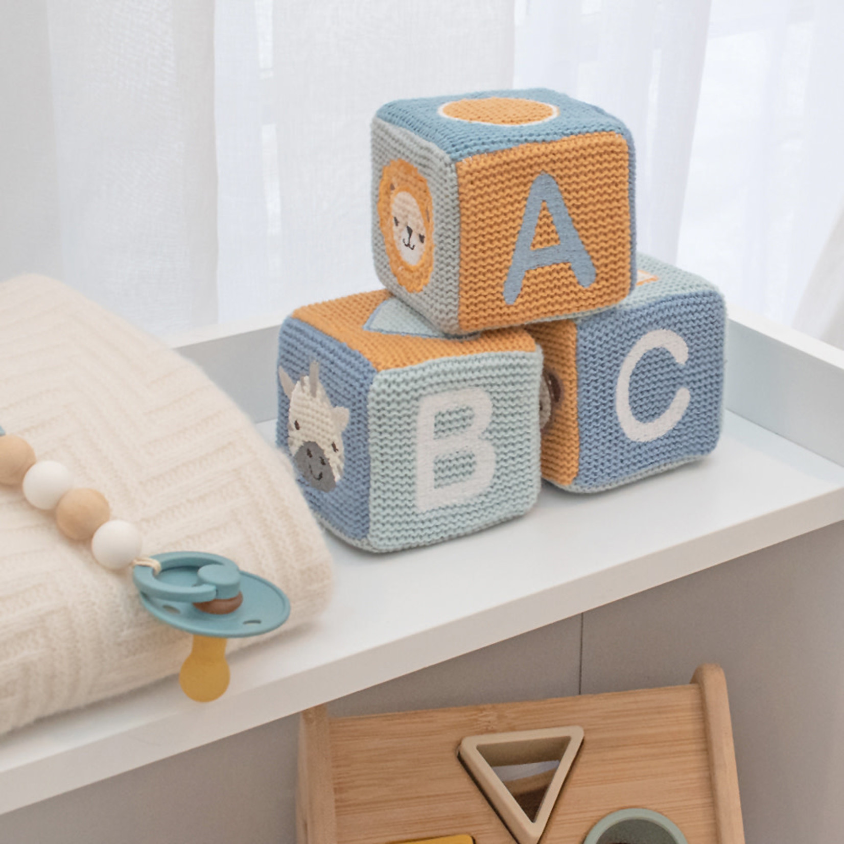 Living Textiles Knitted Stacking Blocks-Leo the Lion