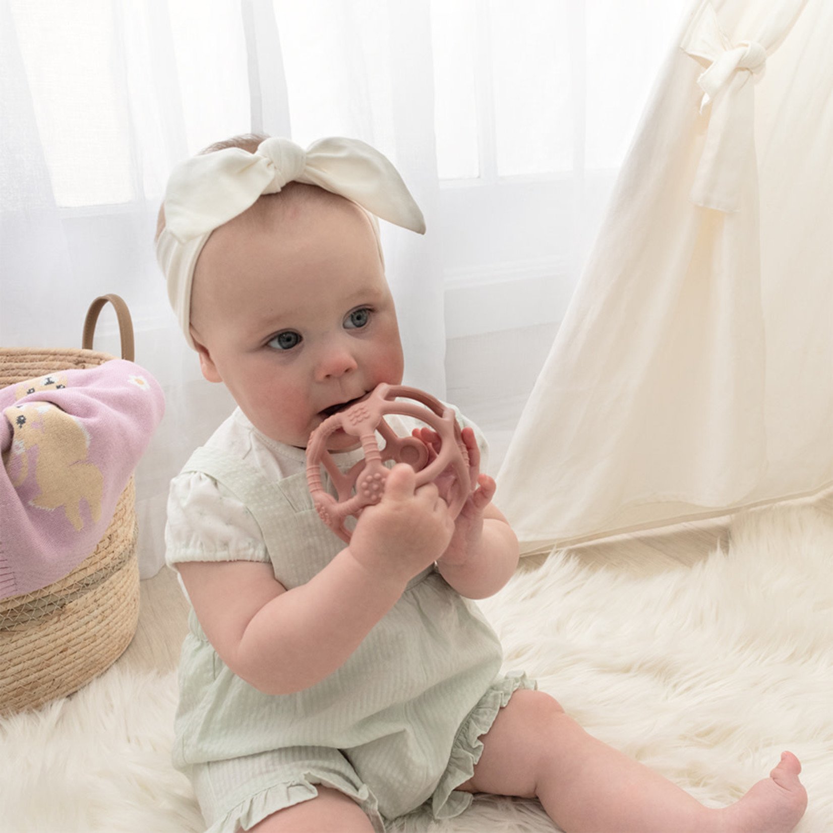 Living Textiles Playground Silicone Teething Ball-Rose