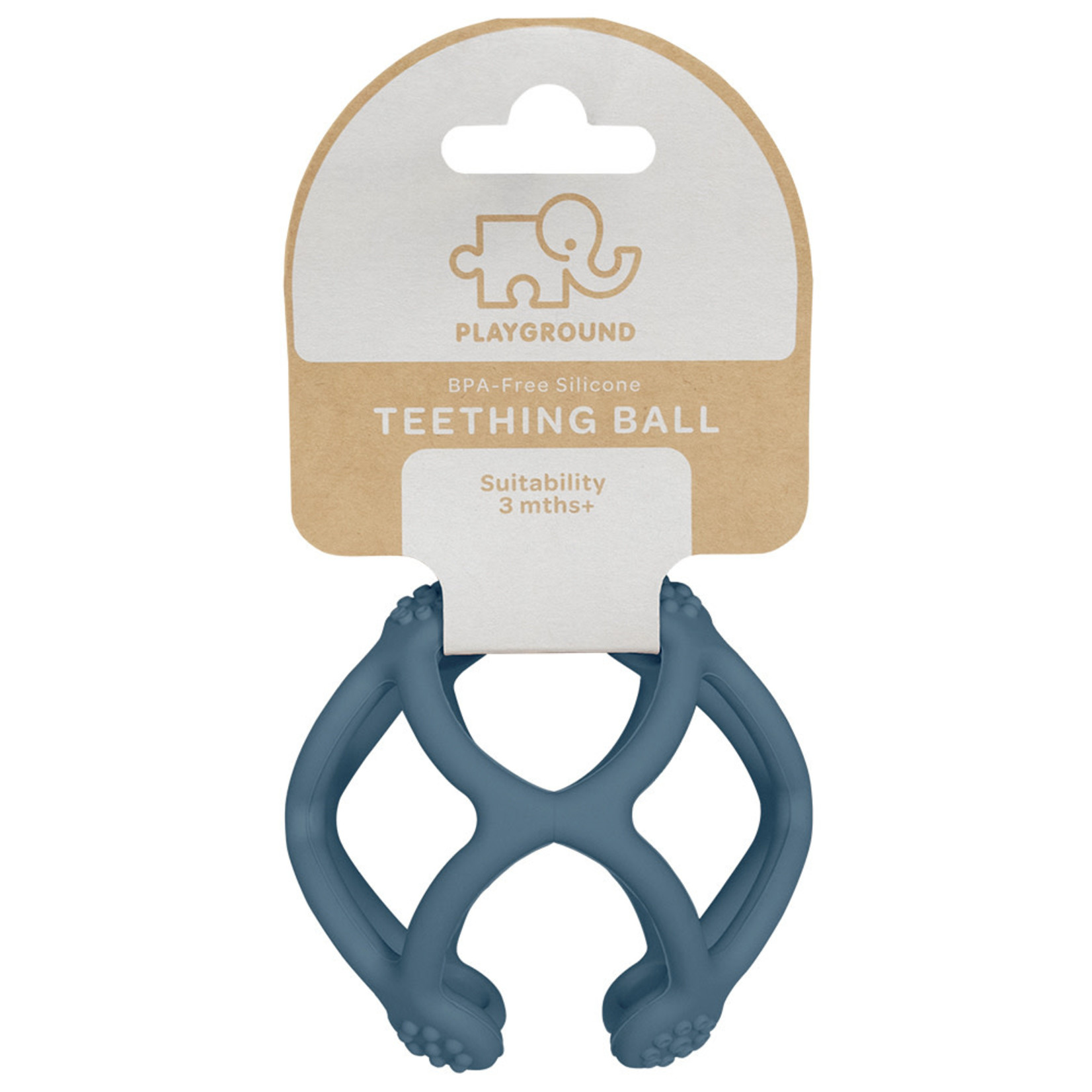 Living Textiles Playground Silicone Teething Ball-Steel Blue