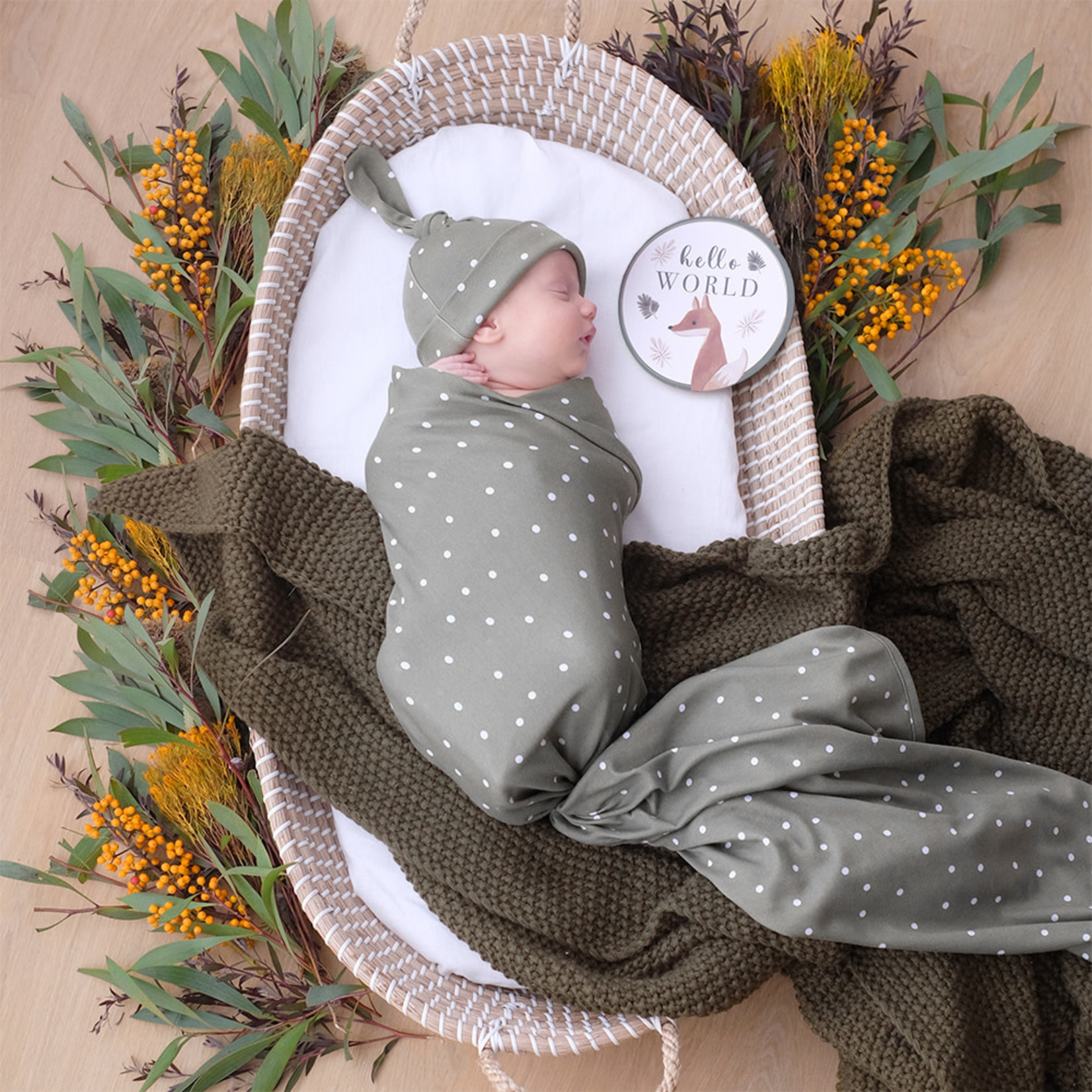 Living Textiles Newborn Gift Set-Olive Dots