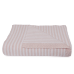 Living Textiles 100% COTTON KNIT STRIPE BLANKET  PINK/WHITE