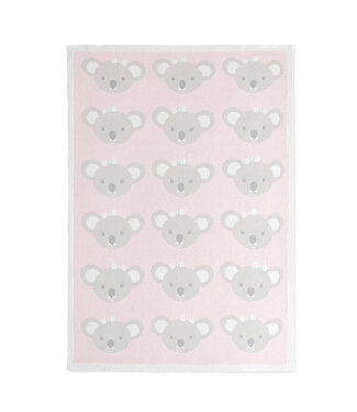 Living Textiles Pram Knitted Blanket-Koala PINK