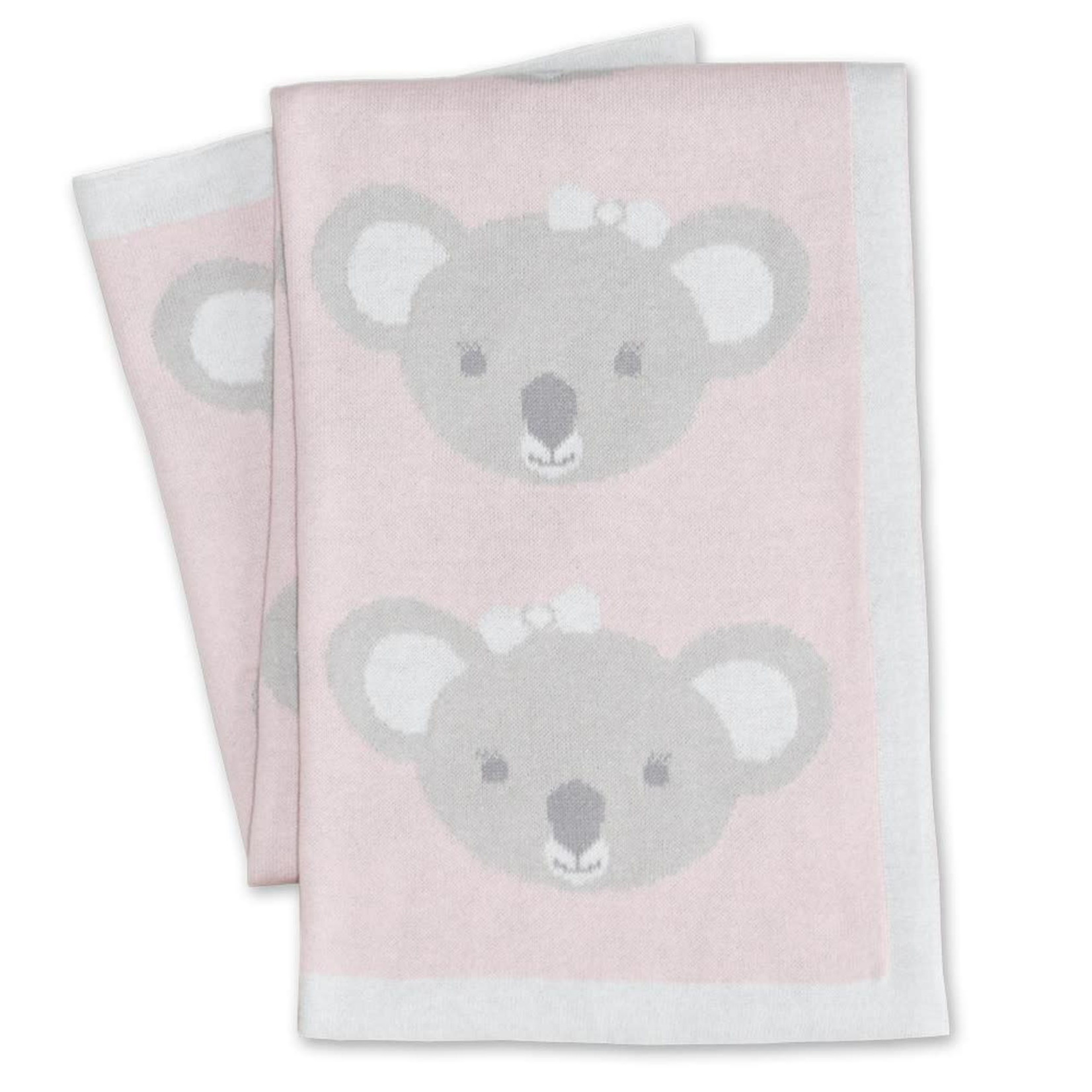 Living Textiles Pram Knitted Blanket-Koala PINK
