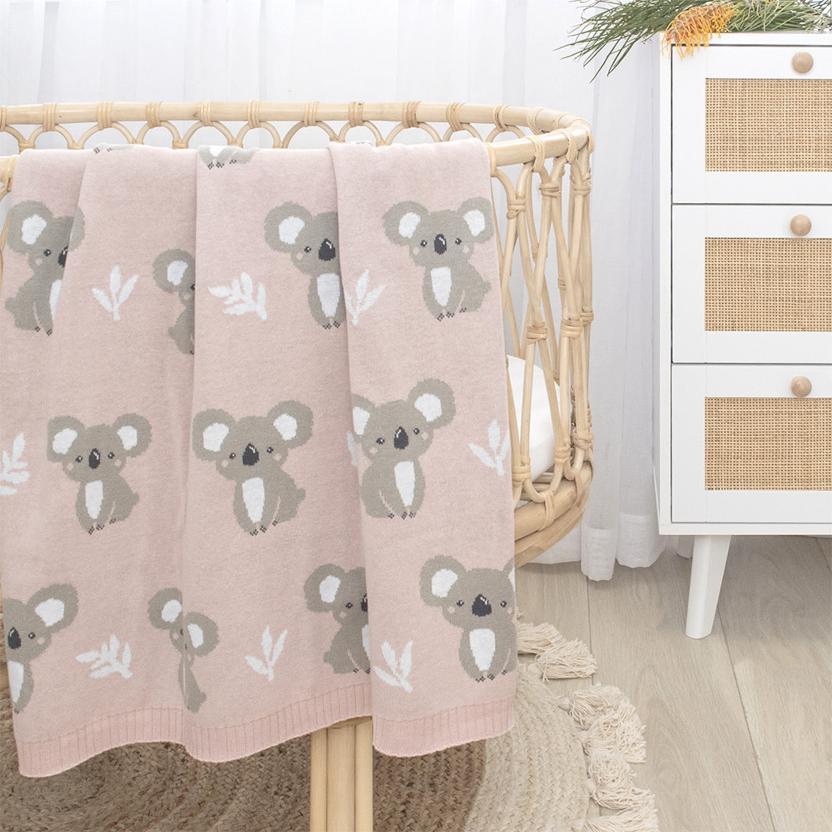 Living Textiles Australiana Baby Blanket - Koala/Blush