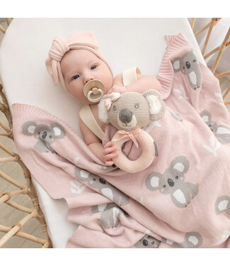 Living Textiles Australiana Baby Blanket - Koala/Blush