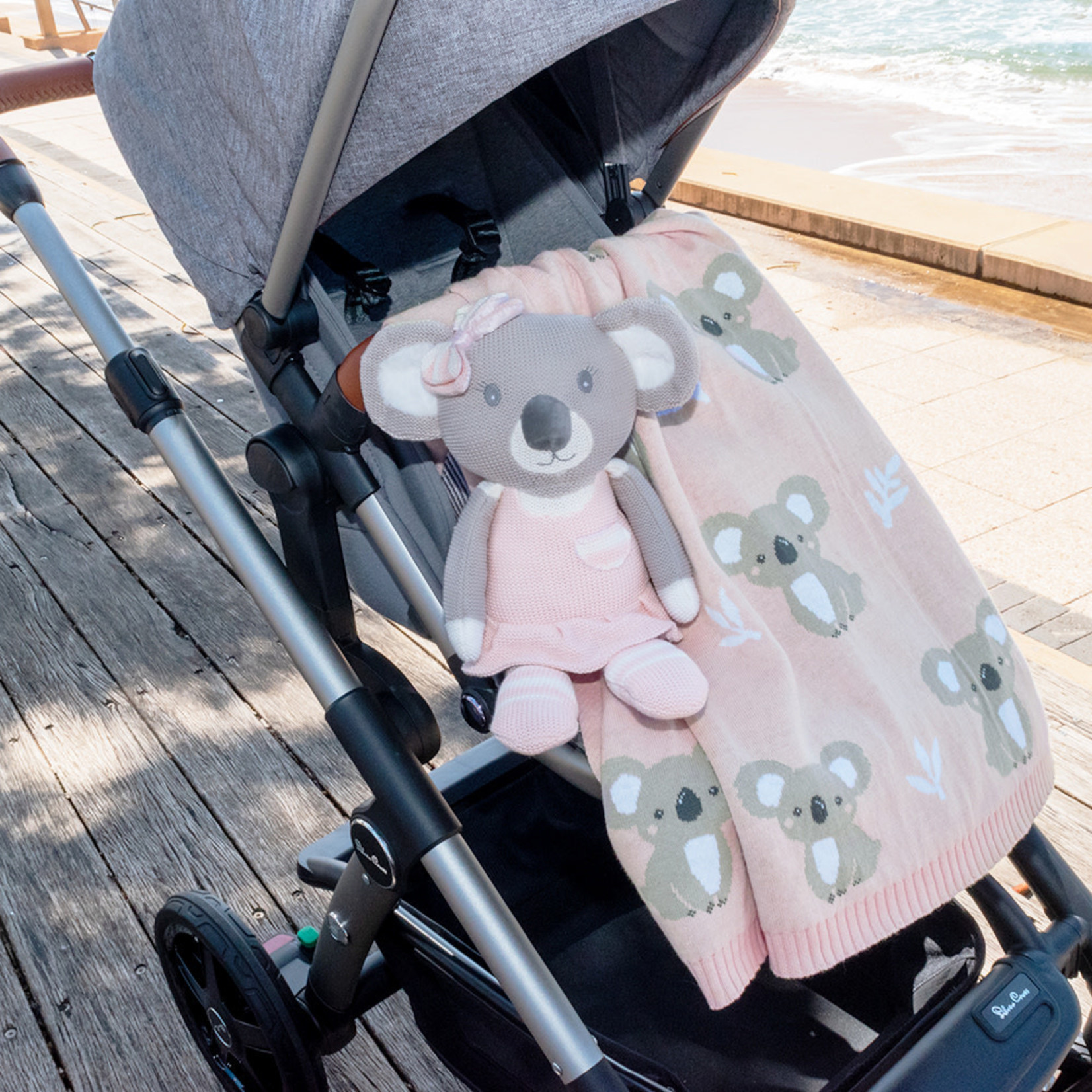 Living Textiles Australiana Baby Blanket - Koala/Blush