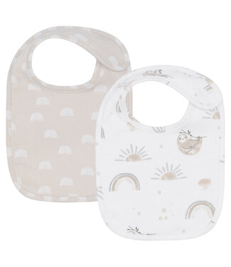 Living Textiles 2pk Bibs-Sloth/Rainbow