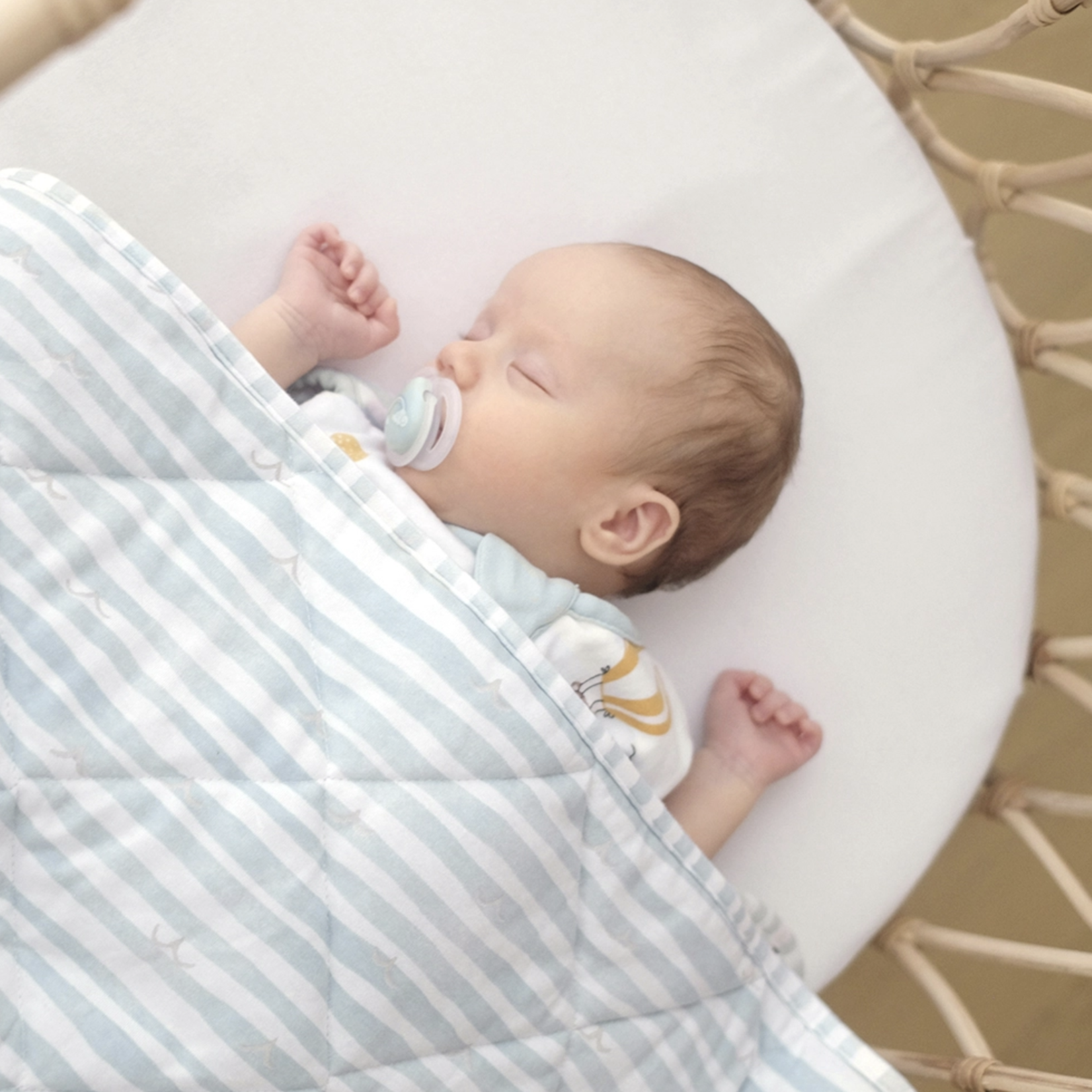 Living Textiles Reversable Jersey Cot Comforter-Up Up & Away/Stripes