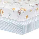 Living Textiles 2pk Cot Fitted Sheets-Up Up & Away/Stripes