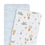 Living Textiles 2pk Bassinet Fitted Sheets-Up Up & Away/Stripes