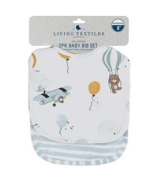 Living Textiles 2pk Bibs-Up Up & Away/Stripes