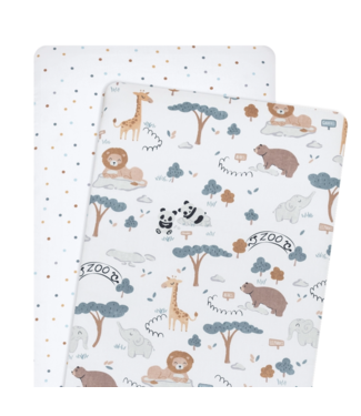 Living Textiles 2-pack Bedside Bassinet Fitted Sheets -Day at the Zoo