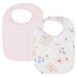 Living Textiles 2pk Bibs-Butterfly/Blush Gingham