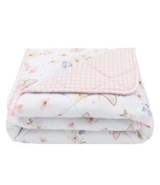 Living Textiles Reversable Jersey Cot Comforter-Butterfly/Blush Gingham