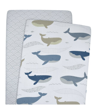 Living Textiles 2-pack Bedside Bassinet Fitted Sheets - Oceania