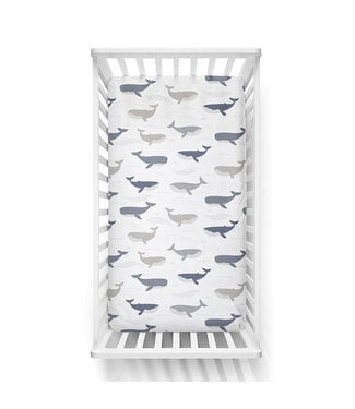 Living Textiles Cot Fitted sheet Whales