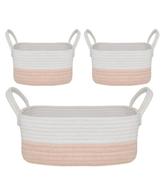 Living Textiles 3PC STORAGE SET BLUSH/WHITE