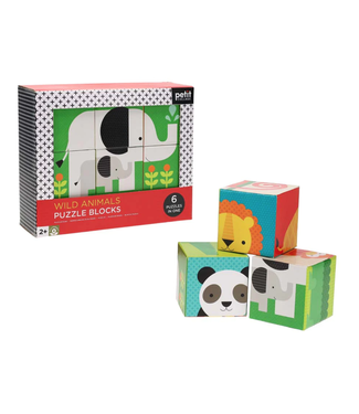 Petit Collage Puzzle Blocks-Wild Animals