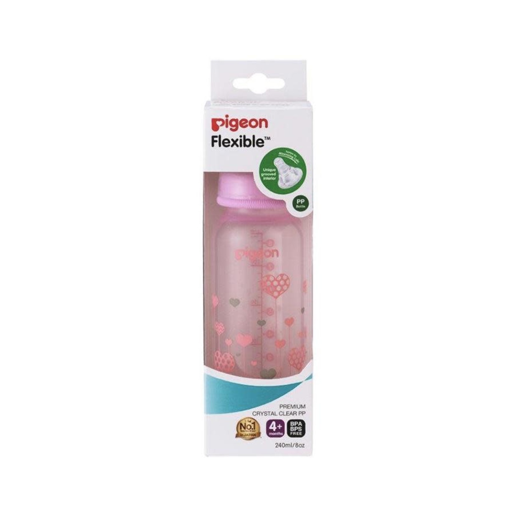 Pigeon Flexible™ Bottle (PP) Pink Hearts 240ml