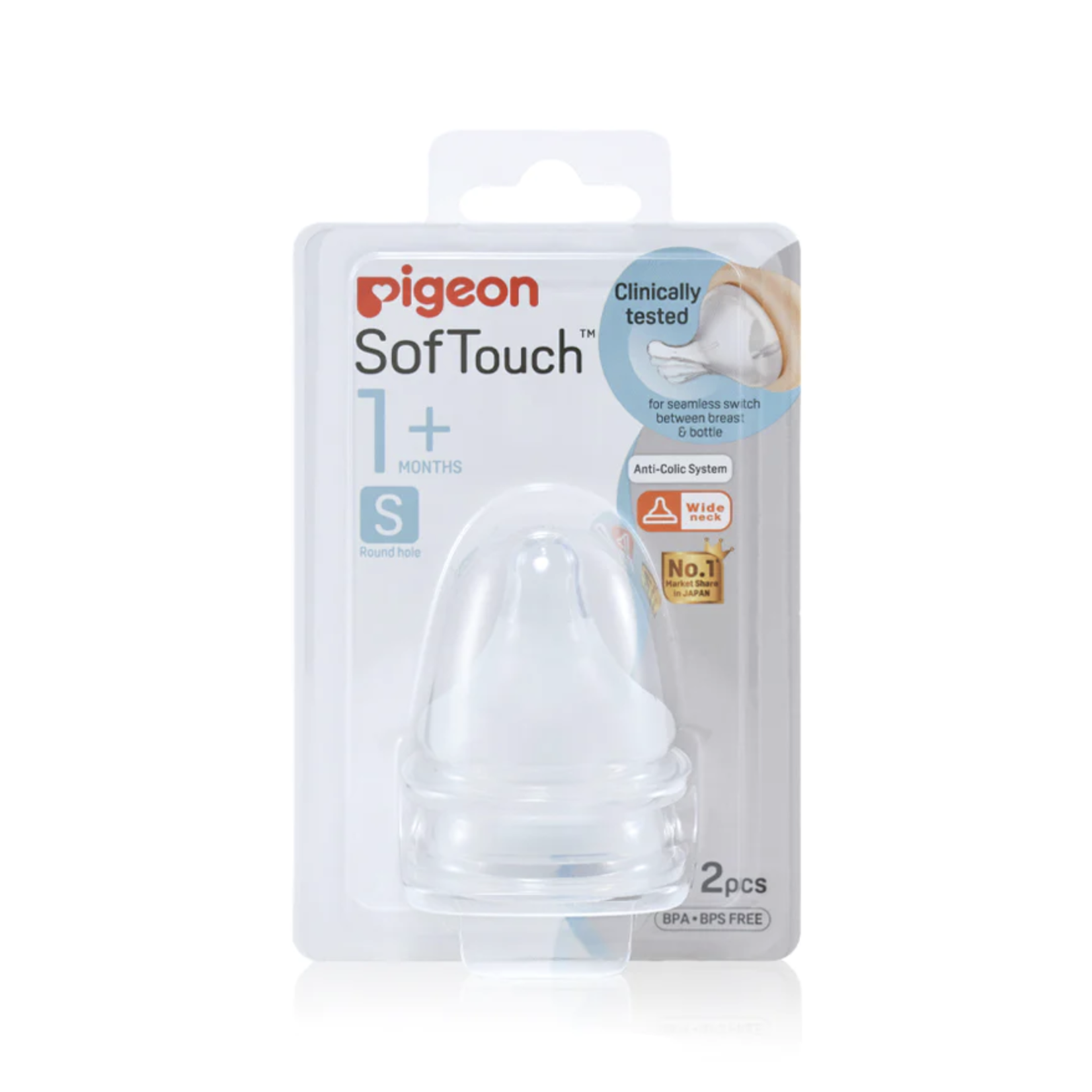 Pigeon SofTouch™ Peristaltic PLUS 2pk Teat (S)