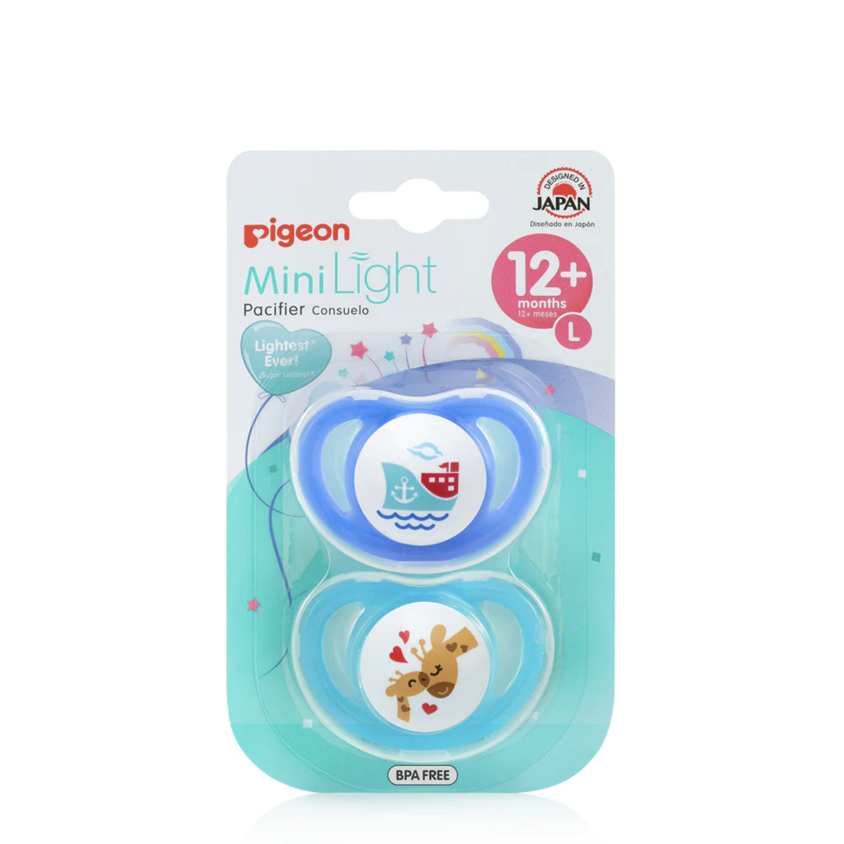 Pigeon MiniLight Pacifier(Twin Pack)Large 12M+