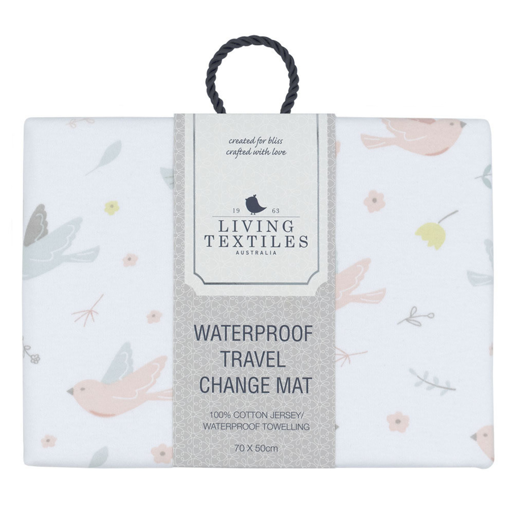 Living Textiles Waterproof Travel Change Mat - Ava Birds