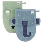 Trixie Organic washcloths 2-pack | Mr. Polar Bear - Mrs. Elephant