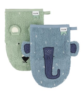 Trixie Organic washcloths 2-pack | Mr. Polar Bear - Mrs. Elephant