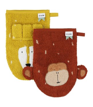 Trixie Organic washcloths 2-pack | Mr. Lion-Mr. Monkey