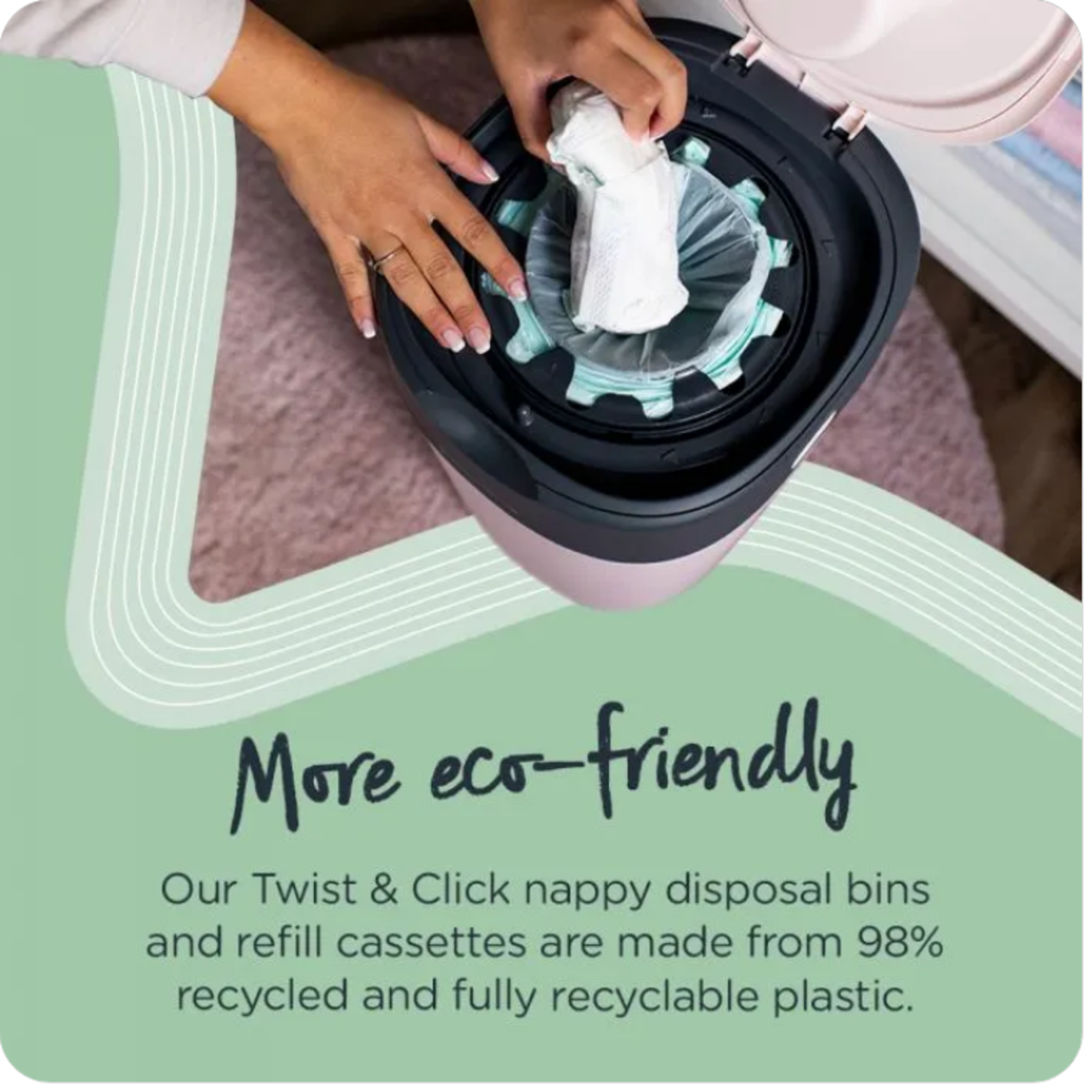 Tommee Tippee Twist & Click Nappy Disposal Bin-White