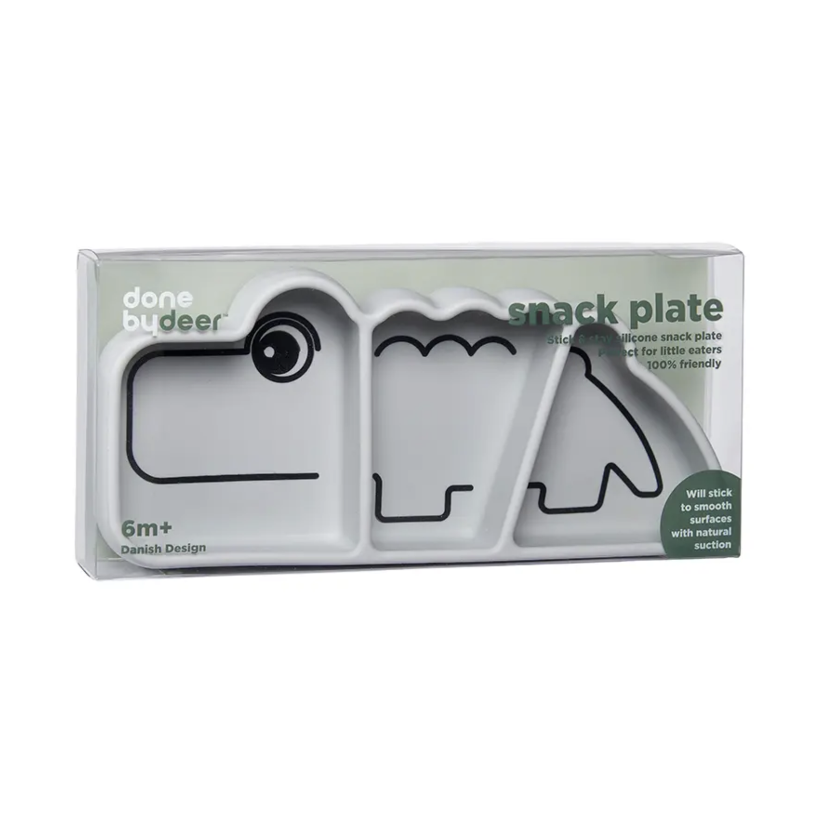 Done by Deer Silicone Stick & Stay snack plate, Croco, grey