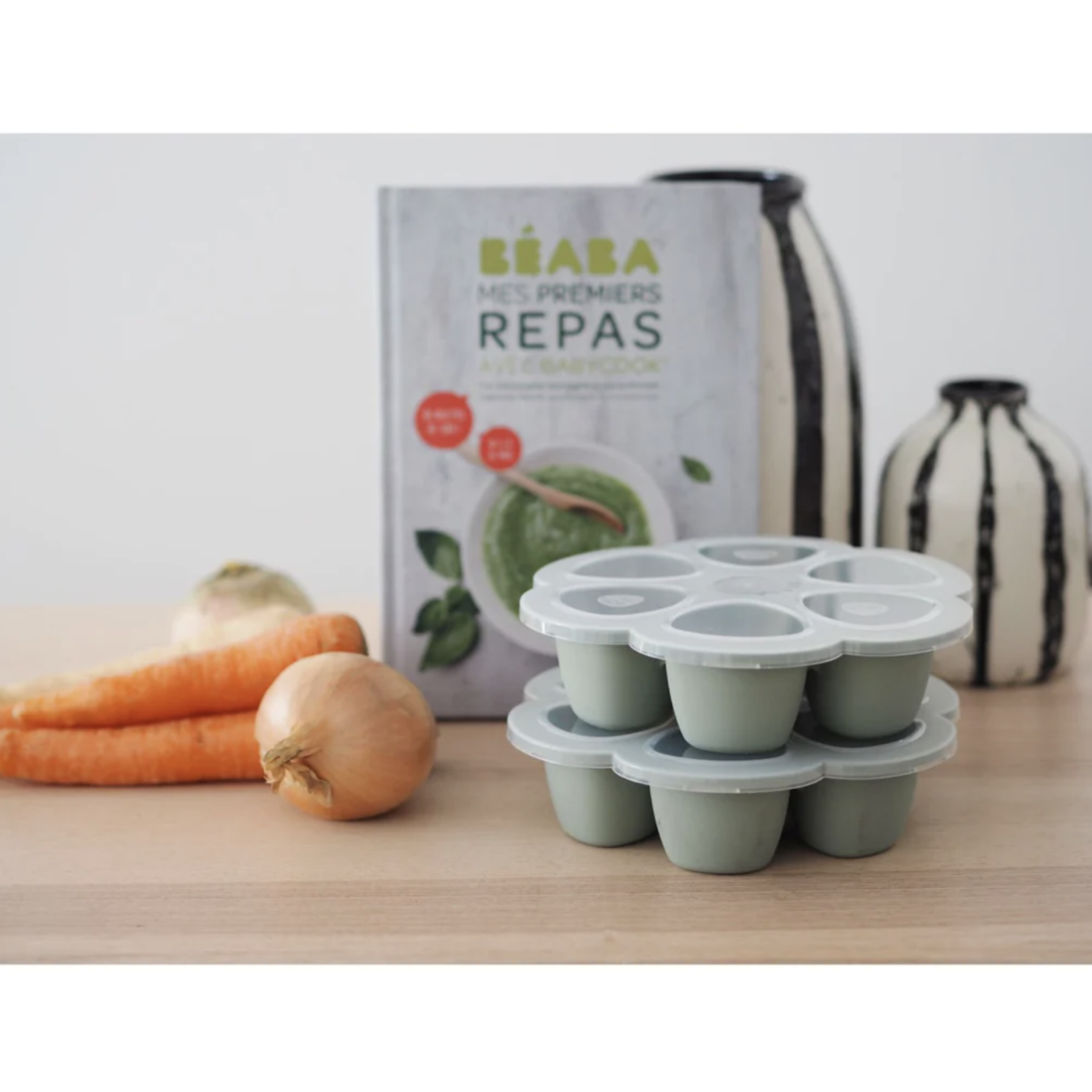 BEABA Multiportions Silicone Freezer Tray 6 X 90ml - Sage Green