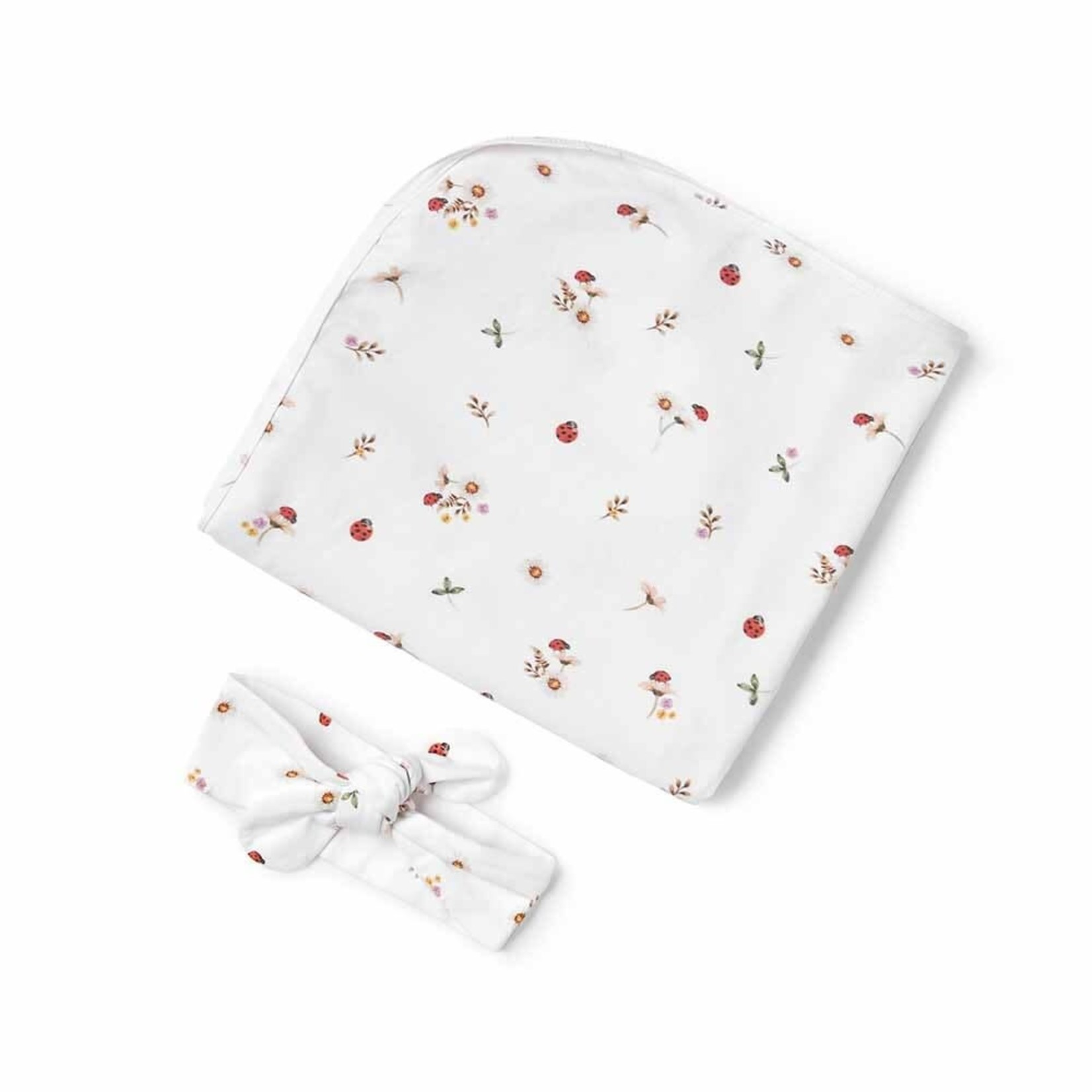 Snuggle Hunny Organic Jersey Wrap & Topknot Set-Ladybug