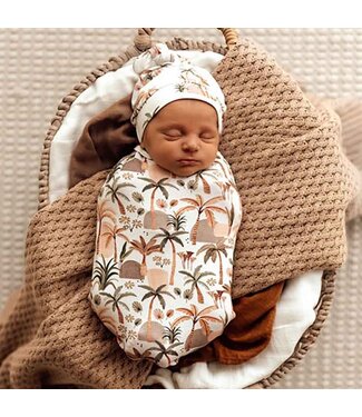 Snuggle Hunny Organic Snuggle Swaddle & Beanie Set-Palm Springs