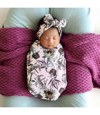 Snuggle Hunny Organic Snuggle Swaddle & Topknot Set-Banksia