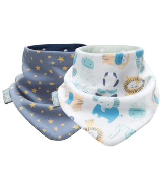 Cheeky Chompers Twin Pack Neckerbibs - Midnight Stars and Cheeky Animals