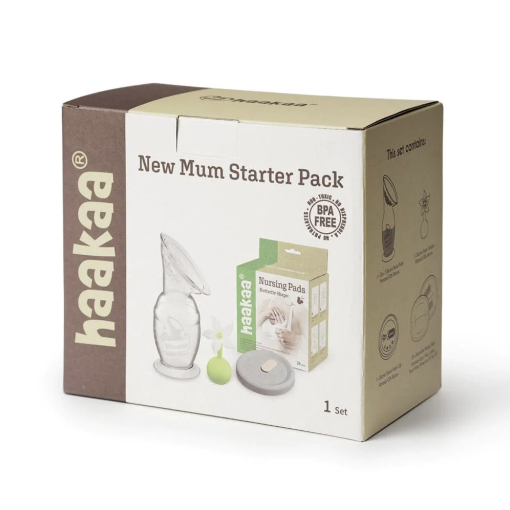 Haakaa New Mum Starter Pack - White Stopper (Generation 2 150ml Pump)