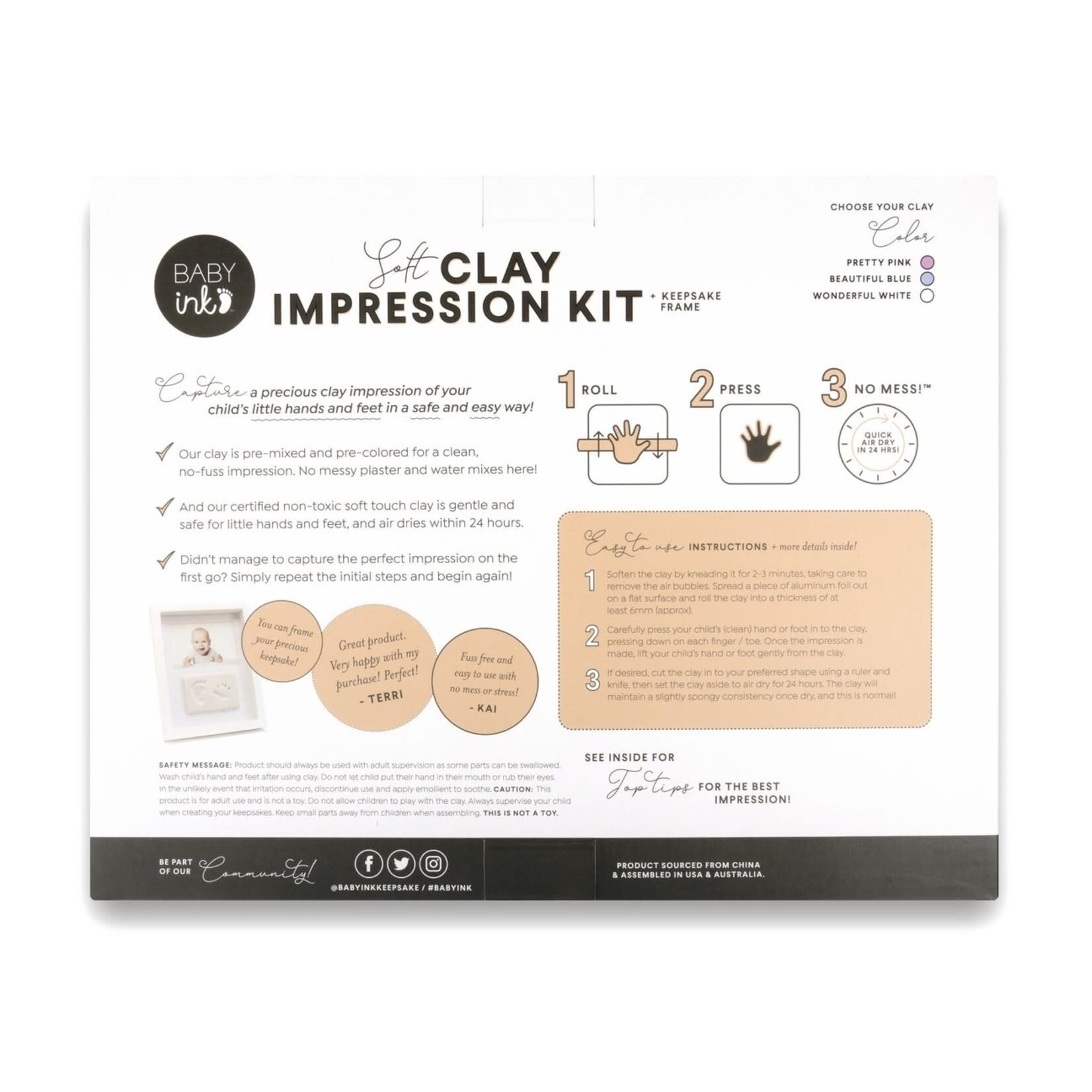 BABYink Soft Clay | Keepsake Frame Kit White