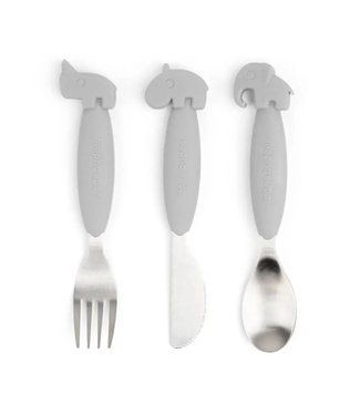 Done by Deer Yummy Plus Easy Grip Cutlery, Grey