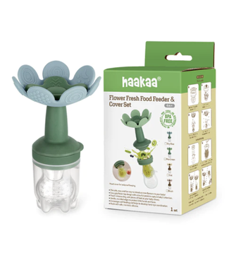 Haakaa Flower Fresh Food Feeder & Cover Set-Sky Blue