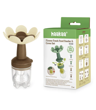 Haakaa Flower Fresh Food Feeder & Cover Set-Oat