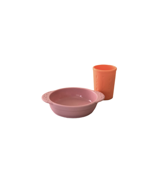 Little Woods NON-TOXIC SILICONE BOWL AND CUP SET-Pink and Coral