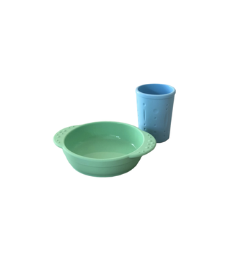 Little Woods NON-TOXIC SILICONE BOWL AND CUP SET-Mint and Duck Egg Blue