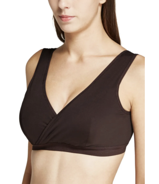 Mamaway Antibacterial Crossover Sleeping & Nursing Bra With Cups Brown