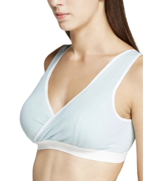 Mamaway Antibacterial Crossover Sleeping & Nursing Bra With Cups-Blue