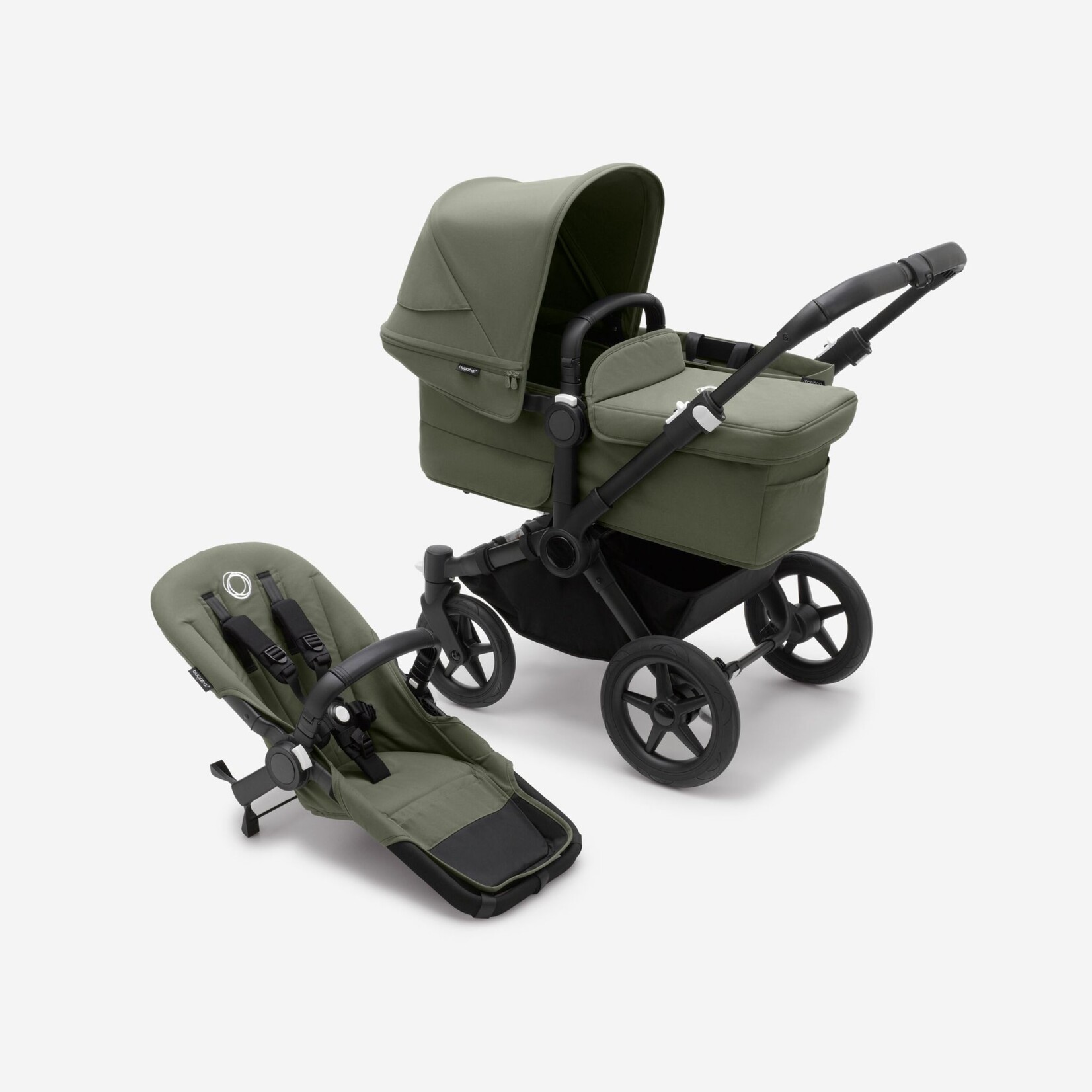Bugaboo Donkey 5 Mono complete Forest green sun canopy, forest green fabrics, black chassis