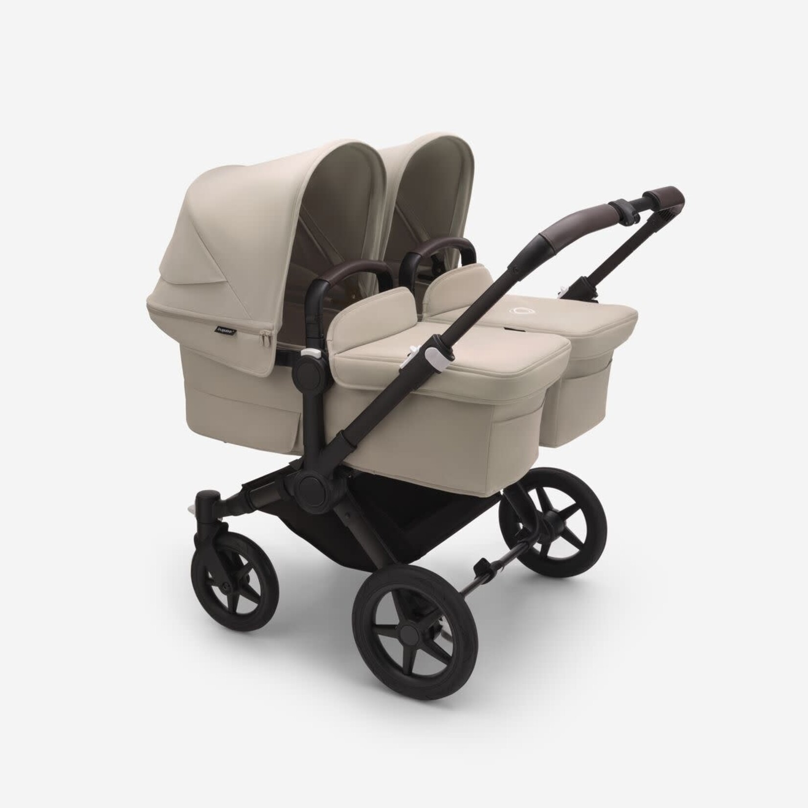 Bugaboo Donkey 5 Twin bassinet and seat pram-Desert taupe sun canopy, desert taupe fabrics, black chassis