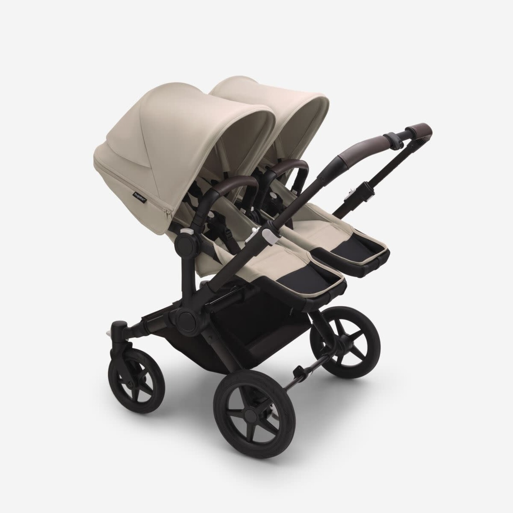 Bugaboo Donkey 5 Twin bassinet and seat pram-Desert taupe sun canopy, desert taupe fabrics, black chassis